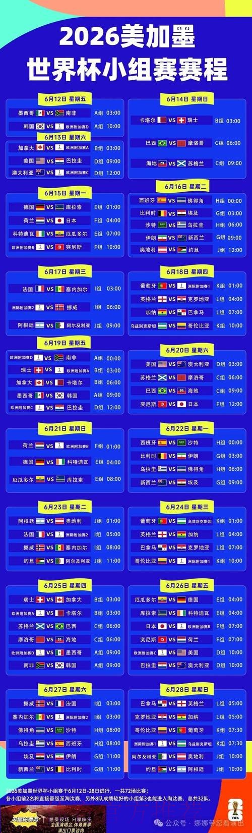 2026世界杯赛程今日最新时间表在哪里看